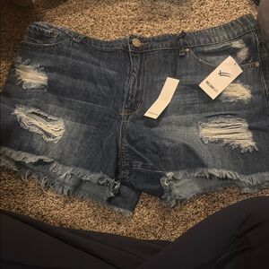 William Rast Blue Distressed Jean Shorts